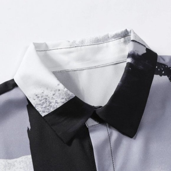 White Casul Men's Colorblock Shirt Without Tee - Picture 5 of 8